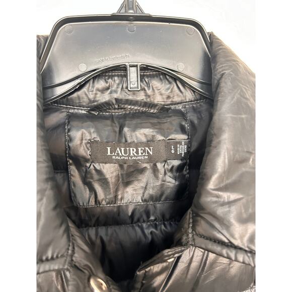Lauren Ralph Lauren Women's down Snap Button Front Puffer Jacket Black Large - Picture 2 of 11